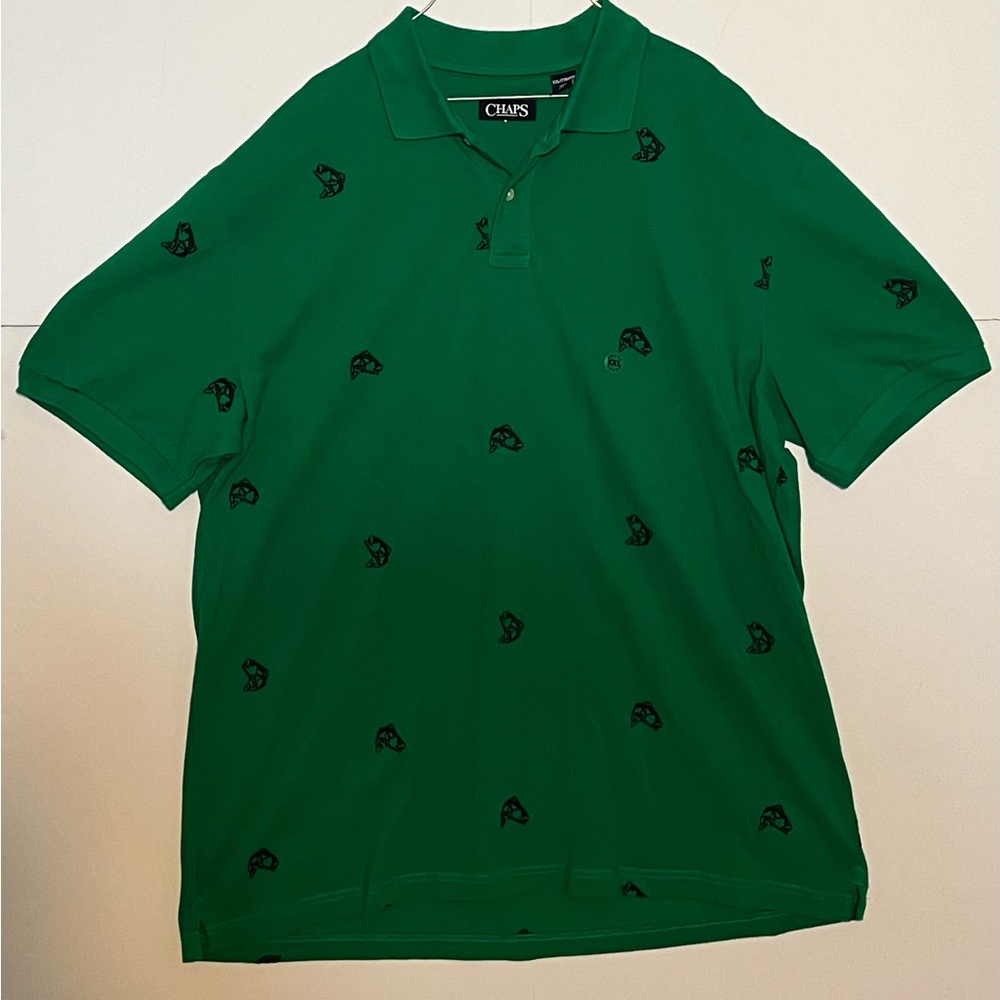 Chaps Green Polo Shirt bass  Embroidered Size xxl